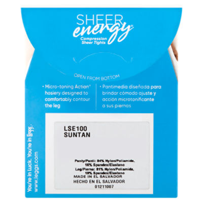 Leggs Sheer Energy Medium Support Sheer Pantyhose - Suntan, 2 pk