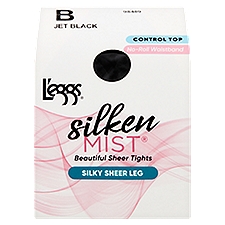 L'eggs Silken Mist Silky Sheer Leg Jet Black 98489 Tights, Size B, 1 pair