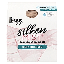 L'eggs Silken Mist Beautiful Sheer Tights Silky Sheer Leg, Control Top, JetBlack, Size A, 1 pair