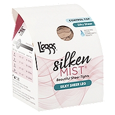 L'eggs Silken Mist Beautiful Sheer Tights Silky Sheer Leg, Control Top, JetBlack, Q, 1 pair