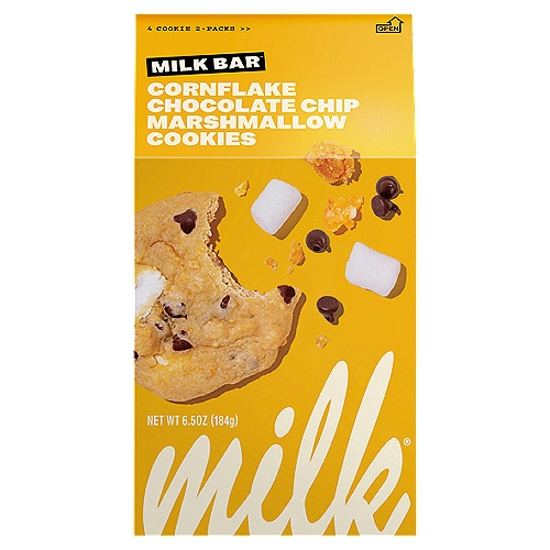 Milk Bar Cornflake Chocolate Chip Marshmallow Cookies, 4 count, 2 pack, 6.5 oz
D) All of the Above.
We could make you a regular cookie, but we're not going to. Don't get us wrong-we've got nothing against the classics, we just like to do things a little differently. And we really like cornflakes and marshmallows.