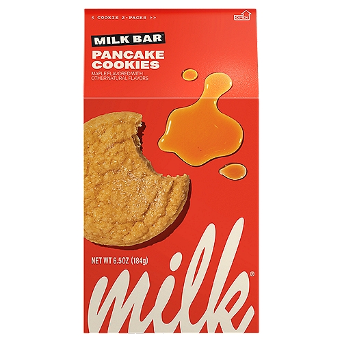 Milk Bar Milk Pancake Cookies, 2 pack, 6.5 oz
Wake up & Smell the Cookies.
It's morning somewhere, right? The Pancake Cookie's got big breakfast energy plus midnight snack appeal, packed with deep maple syrup flavor, a hint of salt for balance, and a sprinkle of sugar on top.