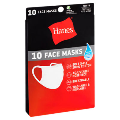 Hanes White Face Masks, 10 count