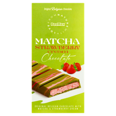 BeeMax Matcha Strawberry Cream Original Belgian Chocolate, 7.05 oz