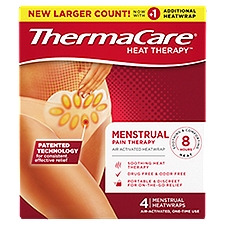 ThermaCare Heat Therapy Menstrual Pain Therapy Air Activated Heatwrap, 4 count