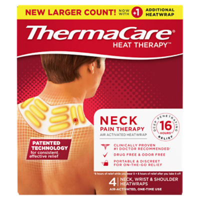 ThermaCare Health Therapy Neck Pain Therapy Air Activated Heatwrap, 4 count
