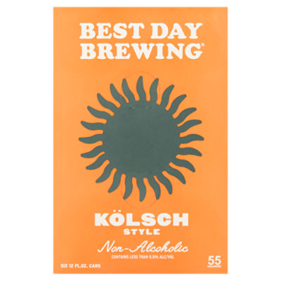 Best Day Brewing Kölsch Style Non-Alcoholic Brew, 6 count, 12 fl oz