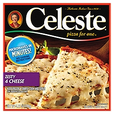 Celeste Zesty 4 Cheese Pizza for One, Individual Microwavable Frozen Pizza, 5.22 oz.