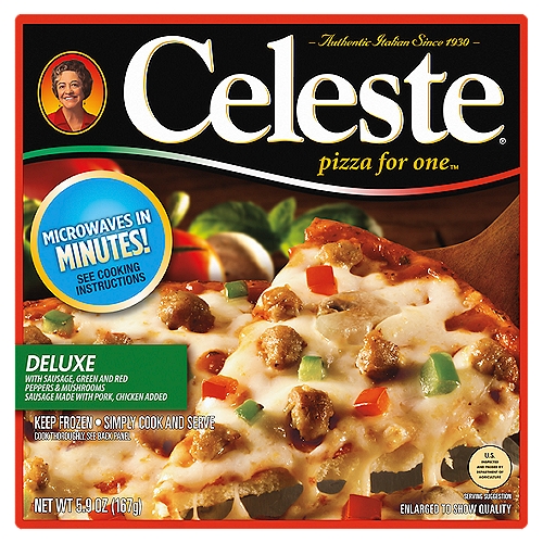 Celeste Pizza for One brings generations of authentic Italian taste and quality. Savor every bite with Mama's zesty sauce, bursting with the flavor of plump tomatoes and just the right amount of spices and popular toppings.