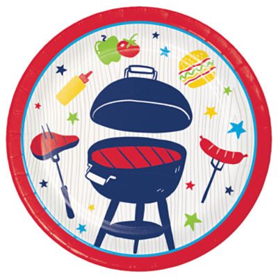 Party Creations Summer BBQ 9 Inch Paper Plate, 8 Count