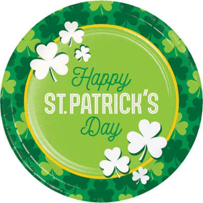 Irish Wishes Happy St. Patricks Day 9 Inch Party Plates, 8 Count