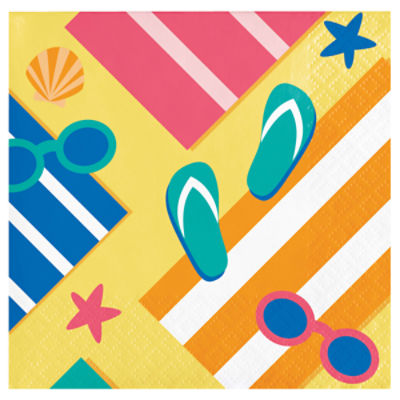 Summer Sun Paper Beverage Napkins, 16 Count
