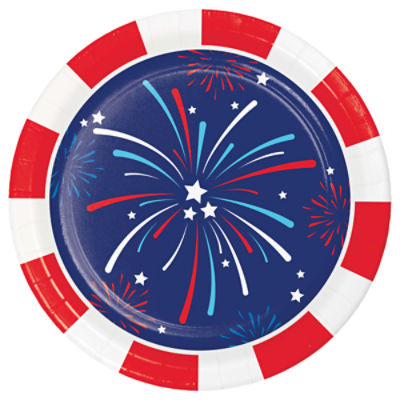 Say Hooray! Lady Liberty Fireworks 7 Inch Paper Plate, 8 Count