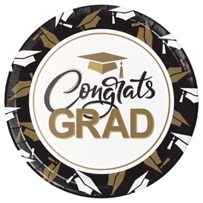 Say Hooray! Graceful Grad 9 Inch Paper Plate, 8 Count