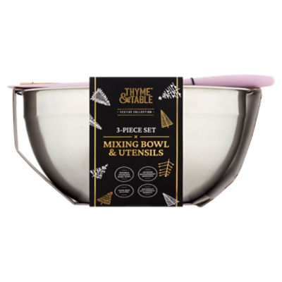 Thyme & Table 3Piece Set Festive Collection Mixing Bowl & Utensils
