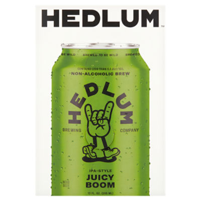 Hedlum Juicy Boom IPA-Style Non-Alcoholic Brew, 12 oz, 6 count