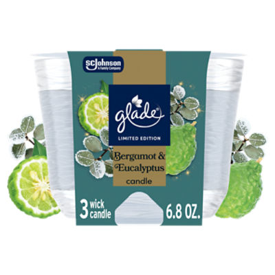 Glade Bergamot & Eucalyptus Candle Limited Edition, 3 count, 6.8 oz