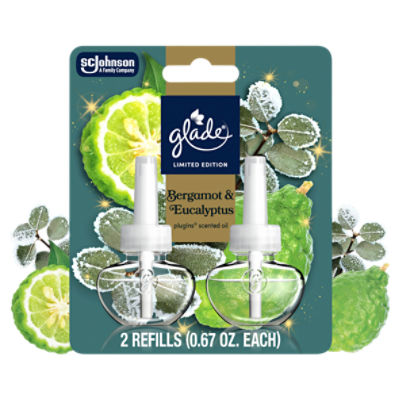 Glade PlugIns Bergamot & Eucalyptus Scented Oil Refills Limited Edition, 0.67 fl oz, 2 count