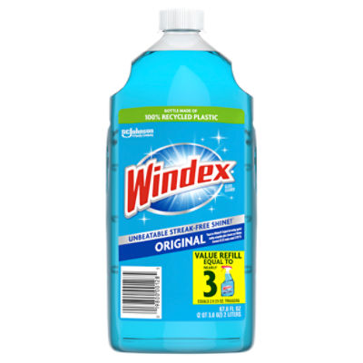 Windex Glass Cleaner Refill, Original Blue, 2 L, 67.6 Fluid ounce