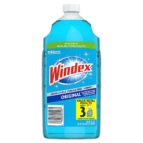 Windex Glass Cleaner Refill, Original Blue, 2 L