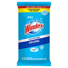 Windex Glass and Surface Pre-Moistened Wipes, Original, 38 Count, 38 Each
