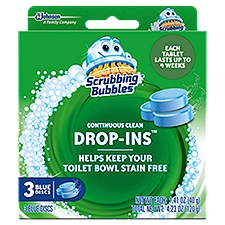 Scrubbing Bubbles Continuous Clean Drop-Ins - One Toilet Bowl Cleaner Tablet, 3 Blue Discs, 4.23 oz