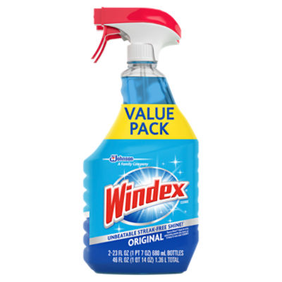 Windex Glass Cleaner, Original Blue, Spray Bottle, 23 fl oz (Pack of 2)