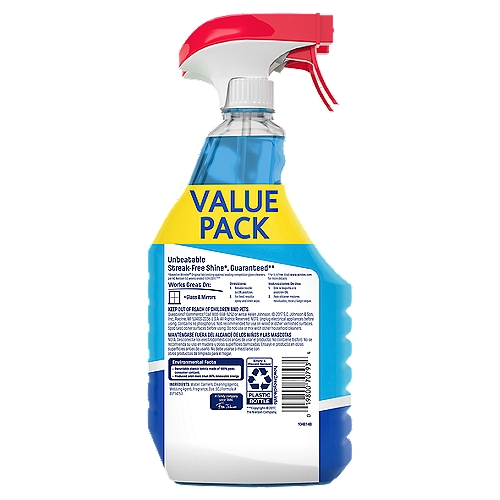 Windex Glass Cleaner, Original Blue, Spray Bottle, 23 fl oz (Pack of 2)