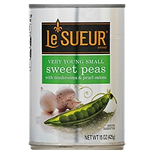 Le Sueur Very Young Small Sweet Peas with Mushrooms & Pearl Onions, 15 oz