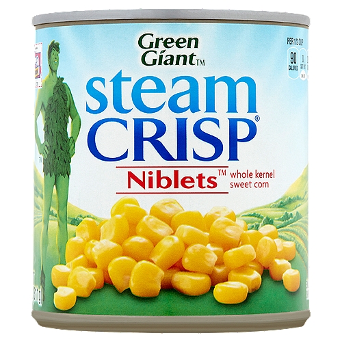 Green Giant Steam Crisp Niblets Whole Kernel Sweet Corn, 11 oz
SteamCrisp® corn is vacuum packed and perfectly steam-cooked in the can. It contains the same amount of product as our standard can of corn, but uses less water and packaging.