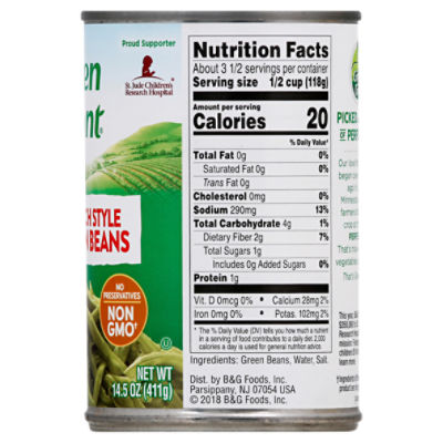 canned green beans nutrition facts