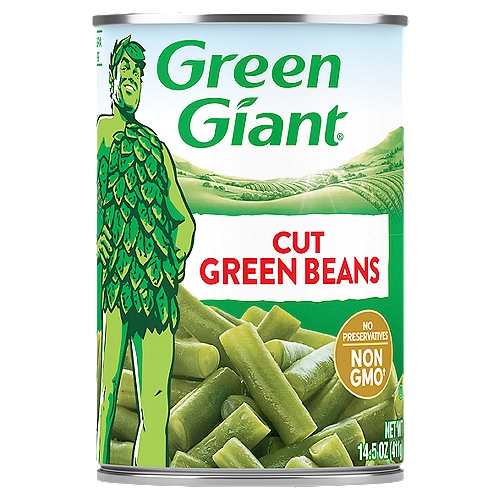 Green Giant Cut Green Beans, 14.5 oz
Non-BPA lining*
*Can lining produced without the intentional addition of BPA.

Non GMO†
†Ingredients of the types used in this product are not genetically engineered.