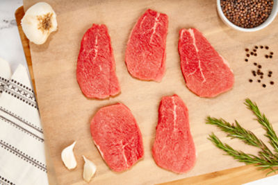 USDA Choice Beef Eye Round Steaks, Boneless, Thin Sliced, Average Weight 1 lb Pack