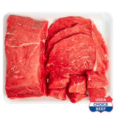 USDA Choice Beef Bottom Round Rump Roast/Round Stew/Swiss Steak Combo, Boneless, Avg. Wt. 8 lb Pack