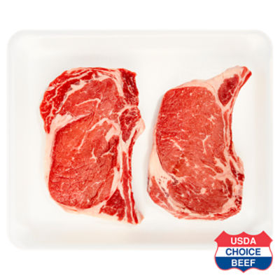 USDA Choice Beef Center Cut Rib Steak, Bone In, Twin Pack, Average Weight 2.5 lb Pack