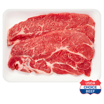 USDA Choice Beef Semi Boneless Chuck Steak, Bone In, Family Pack, Average Weight 3 lb Pack