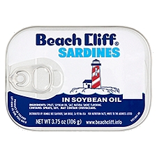 Beach Cliff Served in Soybean Oil Sardines, 3.75 oz, 3.75 Ounce