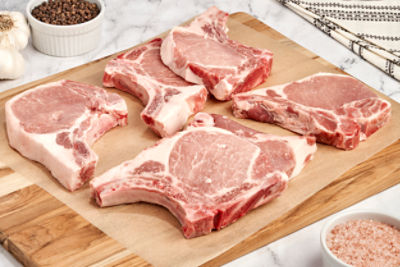 Fresh Center Cut Pork Loin Chops, Bone In, Family Pack, Average Weight 3 lb Pack