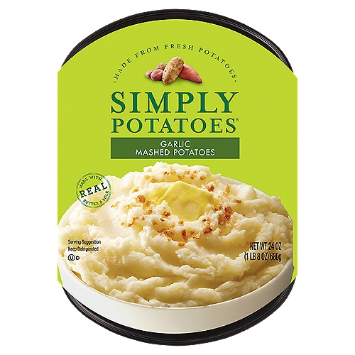 Simply Potatoes Garlic Mashed Potatoes, 24 oz
We use fresh, never frozen real potatoes and real ingredients like milk and butter. Finally, comfort food that you can feel comfortable with.