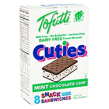 Tofutti Cuties Mint Chocolate Chip Snack Size Sandwiches, Dairy Free Frozen Dessert, 8 Each