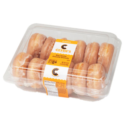 Clyde's Donuts Classic Big Smile Glazed Donuts, 12 count, 24 oz