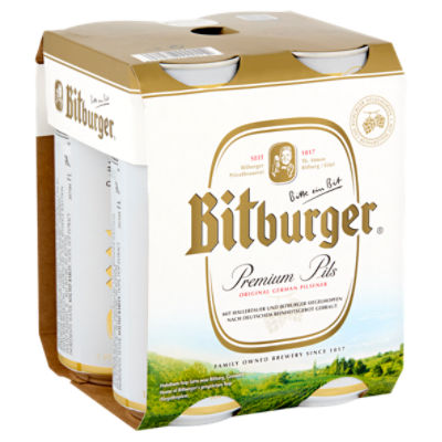 Bitburger Premium Pils Original German Pilsener Beer, 4 count, 1 pt 0.9 fl oz