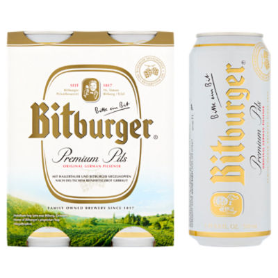 Bitburger Premium Pils Original German Pilsener Beer, 4 count, 1 pt 0.9 fl oz