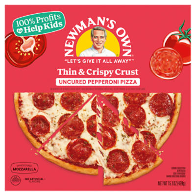 Newman's Own Uncured Pepperoni Thin & Crispy Crust Pizza, 15.1 oz, 15.1 Ounce