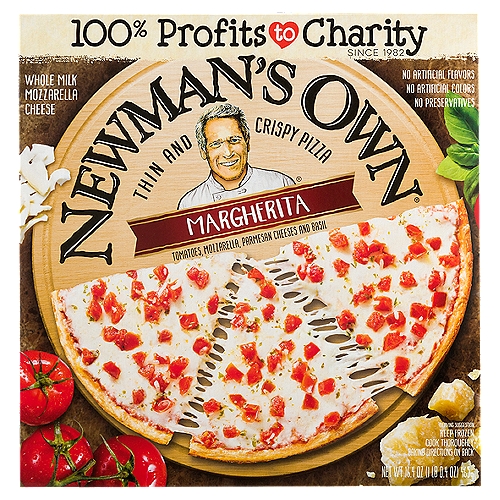 Newman's Own Margherita Thin and Crispy Pizza, 16.4 oz
Only the finest ingredients:
• 100% real cheese
• Cheese from the milk of cows not treated with rBST*
* No significant difference has been shown between milk derived from rBST-treated and non-rBST-treated cows.
• Multi-grain crust
• In Crust We Trust®