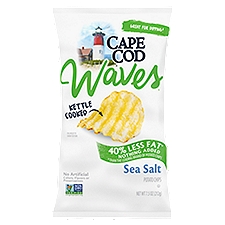 Cape Cod Potato Chips, Wavy Cut Less Fat Sea Salt Kettle Chips, 7.5 Oz