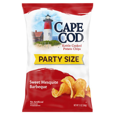 Cape Cod Potato Chips, Sweet Mesquite Barbeque Kettle Cooked Chips, Party Size 13 Oz