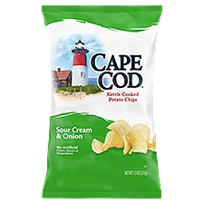 Cape Cod Potato Chips, Sour Cream & Onion Kettle Cooked, 7 Ounce