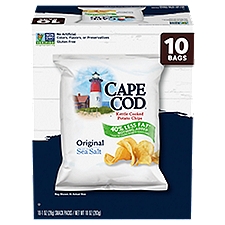 Cape Cod Original 40% Less Fat Kettle Cooked Potato Chips, 1 oz, 10 count