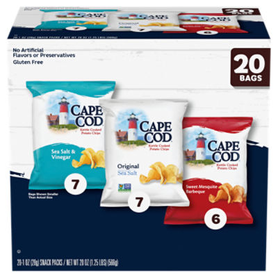 Cape Cod Potato Chips, Variety Pack, 1 Oz Snack Bags, 20 Ct